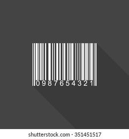 barcode vector icon with long shadow