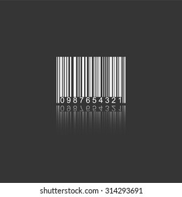 barcode vector icon with mirror reflection