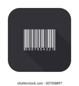 Barcode vector icon - squared button  with long shadow