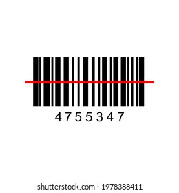 barcode vector with a red line cut in the middle