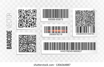 Barcode vector set. QR code templates. Bar code labels sticker for design.