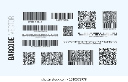 Barcode vector set. QR code templates. Bar code labels for design.