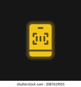 Barcode yellow glowing neon icon
