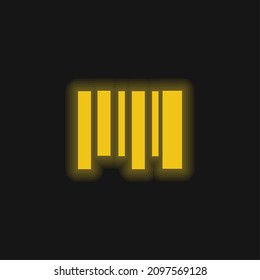 Icono de neón brillante amarillo código de barras