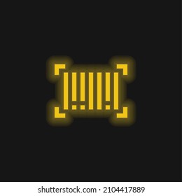 Icono de neón brillante amarillo código de barras