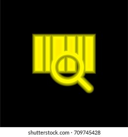 Barcode yellow glowing neon ui ux icon. Glowing sign logo vector