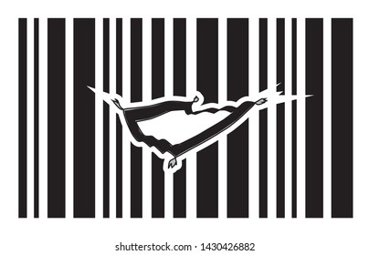 barcodes and flying carpets, vector illustration