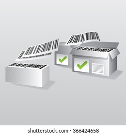 Barcodes stacked into boxes vector illustration