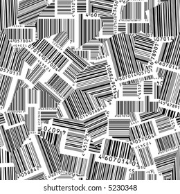 Barcodes torn. Vector seamless wallpaper. Lines and numbers easy for select on separated layers