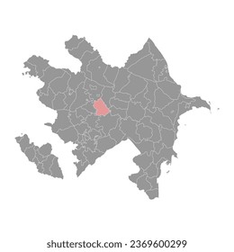 Barda district map, administrative division of Azerbaijan.