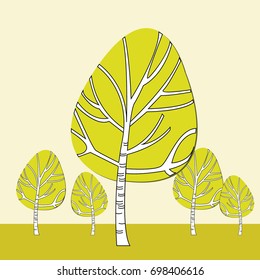 bare autumn tree birch illustration