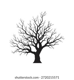 Bare Herbst Baum Symbol solide Glyphe Vektor für tote Natur Wald Landschaft und trockene Zweig Holzpflanze ohne Blätter