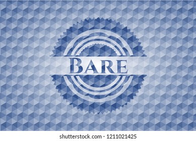 Bare blue emblem with geometric pattern background.