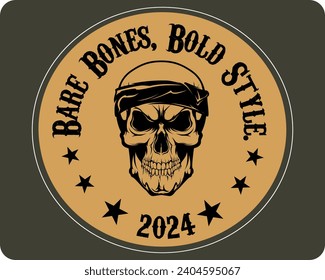 Lema BARE BONES BOLD STYLE con cráneo de esqueleto efecto grunge estilo, para ropa de calle y diseño de camisetas de estilo urbano, capuchas, etc