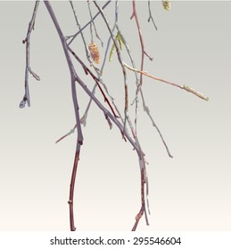 Bare branches of autumn tree. Illustration in vector format