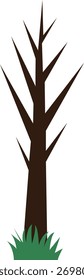Bare brown tree with no leaves, symbolizing deforestation or seasonal change, useful for environmental awareness or winter-themed illustrations.