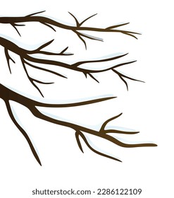 Bare brunch tree with snow. vector