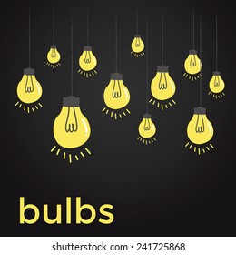Bare bulbs hanging on strings