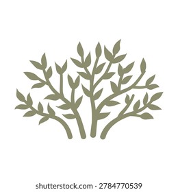 Bare dry branch shrub dead winter plant desert environment level asset flat vector