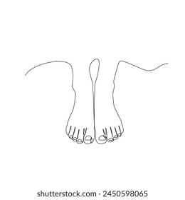 Bare Foot Continuous Thin Line, Minimalist Feet Drawing, One Line Art Barefoot, Single Outline Drawing, Legs Logo, One Line Foot Illustration