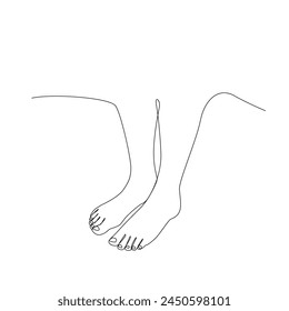 Bare Foot Continuous Thin Line, Minimalist Feet Drawing, One Line Art Barefoot, Single Outline Drawing, Legs Logo, One Line Foot Illustration