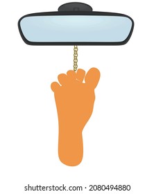 Bare foot  on mirror. vector illustration