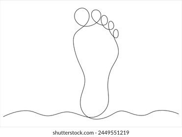 Bare foot in one continuous single line drawing of concept doodle style vector illustration