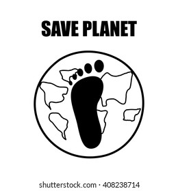 Bare foot and Planet. Vector illustration