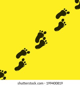 Bare foot print set. Barefoot seamless pattern