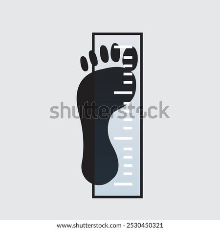 Bare foot with ruler, foot size measuring concept