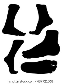 Diseño de icono de símbolo de Vector de silueta de pie desnudo. Hermosa ilustración aislada sobre fondo blanco