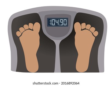 Bare footprint on scale. vector