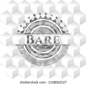 Bare grey badge with geometric cube white background