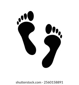 bare human feet traces icon isolated on transparent