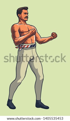Bare Knucke boxing fighter full body