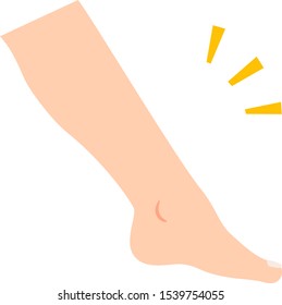 Bare leg and foot below the knee