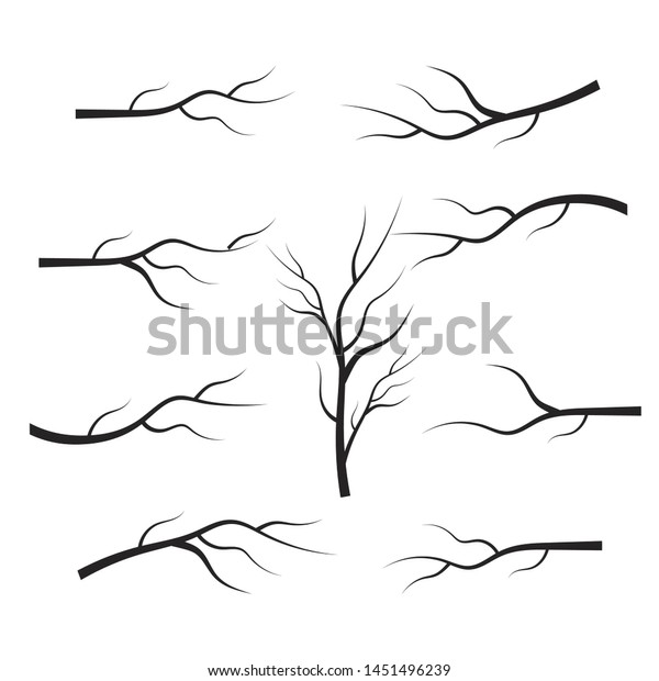 Bare Tree Branch Silhouettes Leaves Swirls Stock Vector (Royalty Free ...