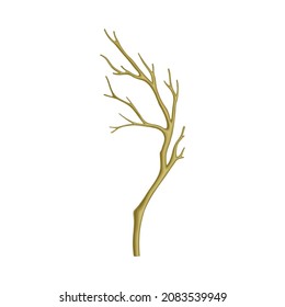 Rama de árbol desnudo o hebras con vectores de cuchicheo y cuchara desnuda