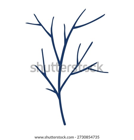 Bare tree branches silhouette, graphic outline template. Hand drawn vector isolated illustration. For Easter and seasonal designs, greeting cards, travel magazines, garden goods, nature clip arts.