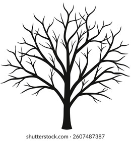 Bare tree branches silhouette vector design. Tree without leaves vector illustration on white background