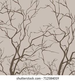 Bare Tree Branches - Vector.Creative vintage background.