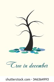 



Bare tree in December, with drifts
