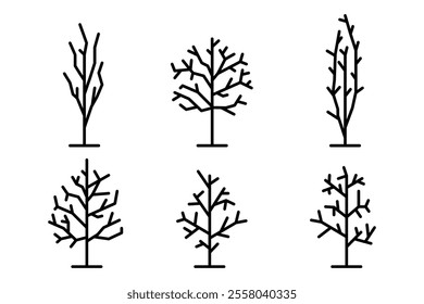 Bare Tree icon set outline illustration