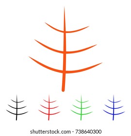 Bare Tree icon. Vector illustration style is a flat iconic bare tree symbol with black, orange, red, green, blue color variants. Designed for web apps and software interfaces.