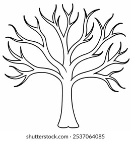 Bare Tree Outline - Black and White Leafless Tree Clip Art for Coloring Pages and Nature Illustrations