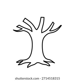 Esquema de árbol desnudo en estilo dibujado a mano para el arte de invierno