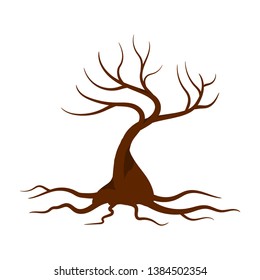 Bare Tree with roots brown color vector illustration for design element decoration in flat style design vector illustration