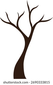 Bare Baum mit Wurzeln Illustration im flachen Stil, die Natur, Wüstentrockenheit und ökologische botanische Landschaft Design.
