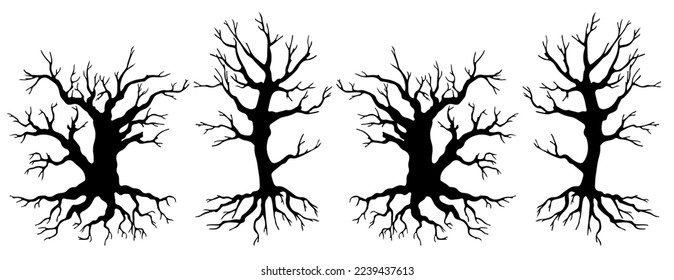 Bare tree Silhouette art vector design plant bare shape for websites, printing and others.