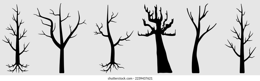 Bare tree Silhouette art vector design plant bare shape for websites, printing and others.